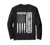 Trabajadores sobre multimillonarios protestan contra la manifestación por la Justicia Social Manga Larga