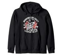 Trabajando Como Loco Para Apoyar Lazy Skeleton Vintage Sudadera con Capucha