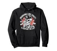 Trabajando Como Loco Para Apoyar Lazy Skeleton Vintage Sudadera con Capucha