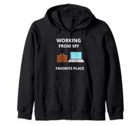 Trabajando Desde mi Lugar Favorito Gráfico de Trabajo Remoto Sudadera con Capucha