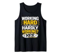 Trabajando Duro o Apenas Trabajando Divertido Lugar de Trabajo Cita de Humor Camiseta sin Mangas
