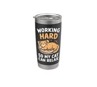 Trabajando duro para que mi gato pueda relajarse Dueño Vaso térmico de acero inoxidable de doble pared