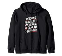 Trabajando en la primera línea del cuidado de veteranos y la enfermera de VA de café Sudadera con Capucha