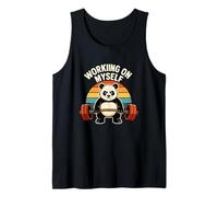 Trabajando en mí Mismo Panda Divertido Gimnasio motivación diseño Camiseta sin Mangas