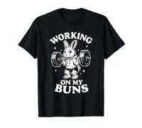 Trabajando en mis bollos - Lindo juego de palabras en cuclillas de conejito de gimnasio, día de la Camiseta