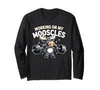 Trabajando En Mis Mooscles Moose Humor Fitness Gimnasio Hombres Mujeres Manga Larga