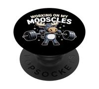 Trabajando En Mis Mooscles Moose Humor Fitness Gimnasio Hombres Mujeres PopSockets PopGrip Adhesivo
