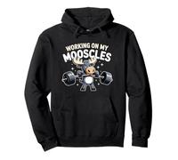 Trabajando En Mis Mooscles Moose Humor Fitness Gimnasio Hombres Mujeres Sudadera con Capucha