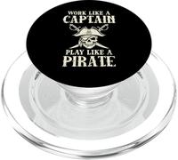 Trabajar como capitán Jugar como Pirata Humor Divertido Hombres Mujeres Niño PopSockets PopGrip para MagSafe