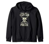 Trabajar como capitán Jugar como Pirata Humor Divertido Hombres Mujeres Niño Sudadera con Capucha