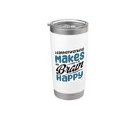 Trabajar el cuero hace que mi cerebro sea feliz Vaso térmico de acero inoxidable de doble pared