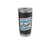 Trabajar el cuero hace que mi cerebro sea feliz Vaso térmico de acero inoxidable de doble pared