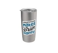 Trabajar el cuero hace que mi cerebro sea feliz Vaso térmico de acero inoxidable de doble pared