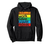 Trabajar Guardar Viaje Repetir - Vintage Globetrotter Traveling Sudadera con Capucha