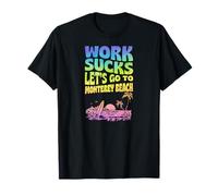 Trabajo Apesta Vamos A Monterey Beach California Floral Surf Camiseta