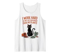 Trabajo Duro para Que mi Gato Pueda derribar Plantas Divertido Retro Camiseta sin Mangas