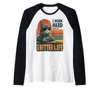 Trabajo Duro para Que mi Gato Pueda Tener una Vida Mejor Camiseta Manga Raglan