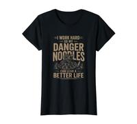 Trabajo Duro para Que mis Fideos de Peligro Puedan Llevar una Vida Mejor Camiseta gráfica económica, Mujer, Negro, XL
