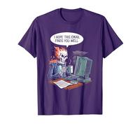 Trabajo informático Espero Que Este Correo electrónico te encuentre Bien Esqueleto Camiseta, Hombre, Morado, 3XL