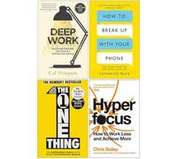 Trabajo profundo, Cómo romper con tu teléfono, The One Thing e Hyperfocus 4 colección de libros