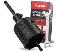 TRACADA Corona de perforación SDS Plus de 68 mm, con seguro de tornillos y llave combinada, broca de 68 mm, para hormigón celular, ladrillo