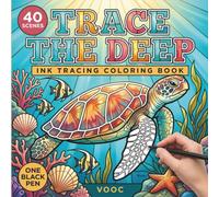 Trace The Deep: Ink Tracing Coloring Book for Adults - 40 Reverse Coloring Ocean Scenes with Sea Turtles, Coral Reefs, Jellyfish and Kelp Forests to ... Black Pen (Trace Along - The Waiting Line)