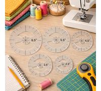 Traceease Juego de plantillas circulares para acolchado - 5 piezas (6,35 cm-16,5 cm) Reglas redondas de acrílico transparente de 4 mm de grosor con guías centrales y marcas radiales para patchwork