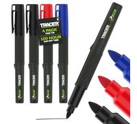 Tracer 4 rotuladores permanentes de punta fina 2.0, 1 azul, 1 rojo, 2 negros, 100 horas, secado rápido