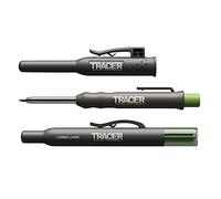 Tracer AMK1 Marcador de Agujero Profundo - Lápiz de Obra y Carpintero con Mina 2B, Sacapuntas Integrado | Marcado hasta 145 mm | Para Madera, Metal, Cerámica y Plástico
