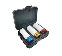 TRACER Juego de llaves de vaso, 3 piezas, insertos de 1/2 pulgadas para llantas de aleación de 17, 19 y 21 mm Cr-Mo, llave de impacto, llaves de impacto, herramienta para cambio de ruedas y neumáticos