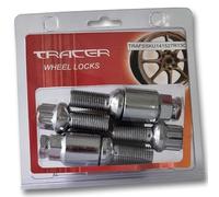 TRACER Juego de pernos para llanta antirrobo M14 x 1,5, 27 mm, con 2 llaves compatibles con Audi, VW, Seat, Skoda
