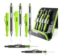 Tracer Pro Series - Kit de marcadores de construcción de 5 piezas con estuche de almacenamiento, lápiz de carpintero de agujero profundo, lápiz de precisión, lápiz resistente y dispensadores de minas