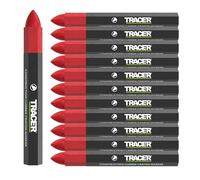 Tracer Rotuladores de madera de construcción, paquete de 12 unidades, color rojo. 12 lápices de colores rojos para marcar superficies múltiples