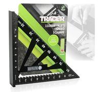 TRACER Speed Square 110 mm (4.5 pulgadas). Cuadrado de balsas con escalas métricas y de cadera y valle. Herramienta de marcado de techos y carpintería
