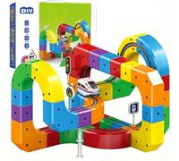 Track Fusion - Juego de tren eléctrico, sistema de cubo mágico con tren motorizado, diseños integrados 3D que desafían la gravedad, pista modular de bricolaje para construcción creativa de rieles (81