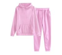 Tracksuit - Traje deportivo para mujer de algodón, holgado, cómodo con capucha y bolsillo y pantalones deportivos, color sólido, traje de fitness básico, ropa deportiva al aire libre, tallas grandes