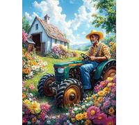Tracteur agricole Dans la Prairie fleurie Puzzle 500 Piezas Cartón Resistente para Niños Mayores 14 Años Mitos Animal Planta Estimulación Cerebral Entretenimiento Sin Pantalla 500 PCS