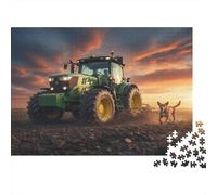 Tracteur au crépusculePuzzles 1000 Pièces Pour Adultes, Jeux ÉducatifsStyle de scène de Ferme Rurale