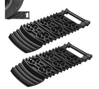 Traction Mat, Tire Ladder, 2 Pieces Anti-Slip Rescue Pad with 12.4x5.71x0.79 Inches, Vehicle Recovery Aid for Muddy Roads, Rocky Trails, Outdoor Camping, Trekking, Black