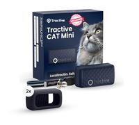 Tractive - Bundle Collar Gato GPS Mini con Soportes de Goma | N.º 1 del Mercado | Localización en Tiempo Real | Historial de ubicaciones | Avisos de Salud | Monitor de Actividad | Collar Incluido