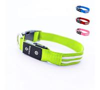 Tractive Collar luminoso para perros, Carga USB, Impermeable, collar LED (S, verde)