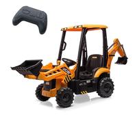 Tractor 4 en 1, excavadora y excavadora y tienda de campaña desmontable, 12 V, batería de 12 V, vehículo eléctrico con mando a distancia, cargador frontal, excavadora, claxon, neumáticos EVA, juguetes