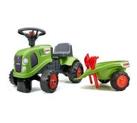 Tractor a pedales Falk Claas para niños 12-36 meses con volante, claxon y mini remolque