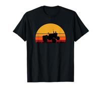 Tractor Arado Cosecha Negro Naranja Amarillo Granjero Agricultura Camiseta