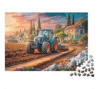Tractor arando Campo, 1000pcs, Rompecabezas de plástico Estilo Granja Rural para Adolescentes, Regalo de cumpleaños, Entrelazado, Acabado Suave, desintoxicación Digital, 70x50 cm/1000pcs