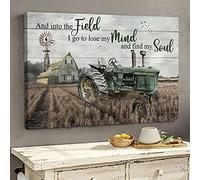 Tractor de 3 ruedas Y al campo voy a perder la cabeza y encontrar mi alma Jesús Paisaje Lienzo Impresión Arte de pared