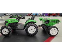 Tractor DE BATERIA 12V Infantil 24V, Verde, con Remolque, Mando RC, NIÑOS DE 2 A 6 AÑOS