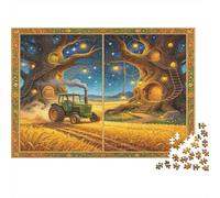 Tractor de Campo Puzzle de 1000 Piezas Puzzle para Adultos Papel Árboles Nocturnos Mágicos Puzzle para Toda la Familia Decoración Hogar Relajación Regalo 70x50cm/1000pcs