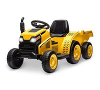 Tractor eléctrico 2 en 1 con Remolque, Tractor Infantil de 6 V con claxon, USB, música y Luces LED, Carga Infantil de 30 kg, Adecuado para niños a Partir de 3 años