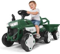 Tractor Eléctrico con Remolque,Desmontable Coche Eléctrico para Niños 3-6 Años Música Pantalla Luces 120x40x45 cm（No Incluye Control Remoto） (Verde)